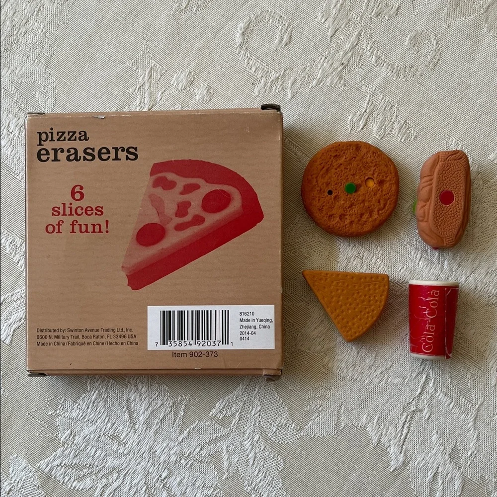 10 Piece Food Erasers 7 Pizza slices, Pizza and Snack Set - Picture 2 of 8